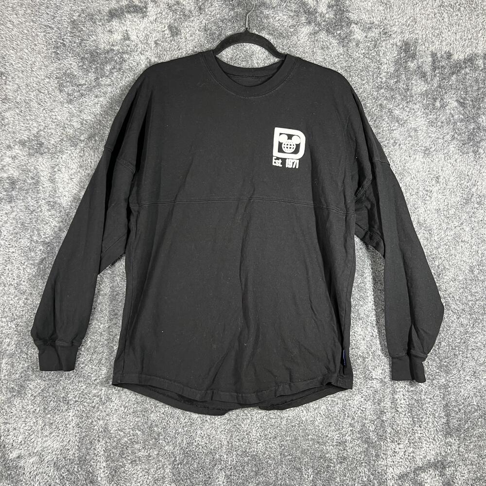 Disney Parks Shirt Womens XS Black Long Sleeve Crew Neck Spirit Jersey